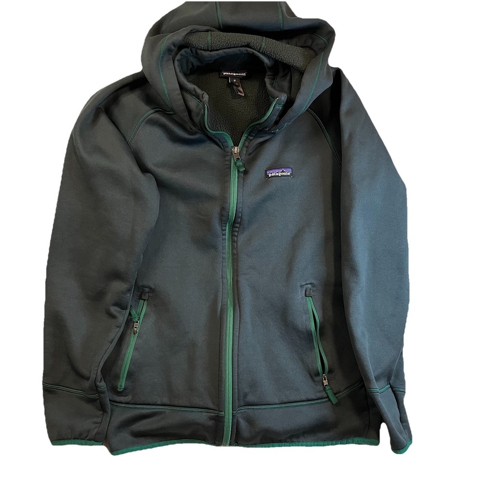 Patagonia Men's Tech Fleece Hoody Jacket Size M Carbon Green Full Zip 26160 FA16